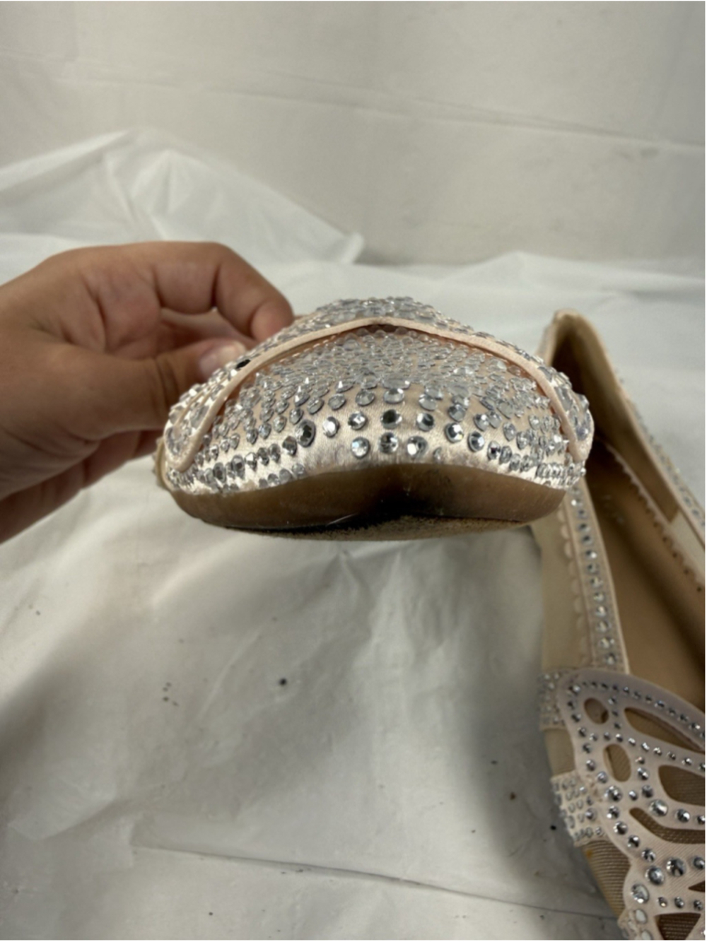 Copper Key Crystal Pointed Toe Butterfly Flat Shoes Womens 8M - Picture 12 of 15